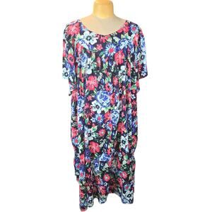 Only Necessities Women's 4X Plus Size Floral V-Neck Short Sleeve Maxi Nightgown